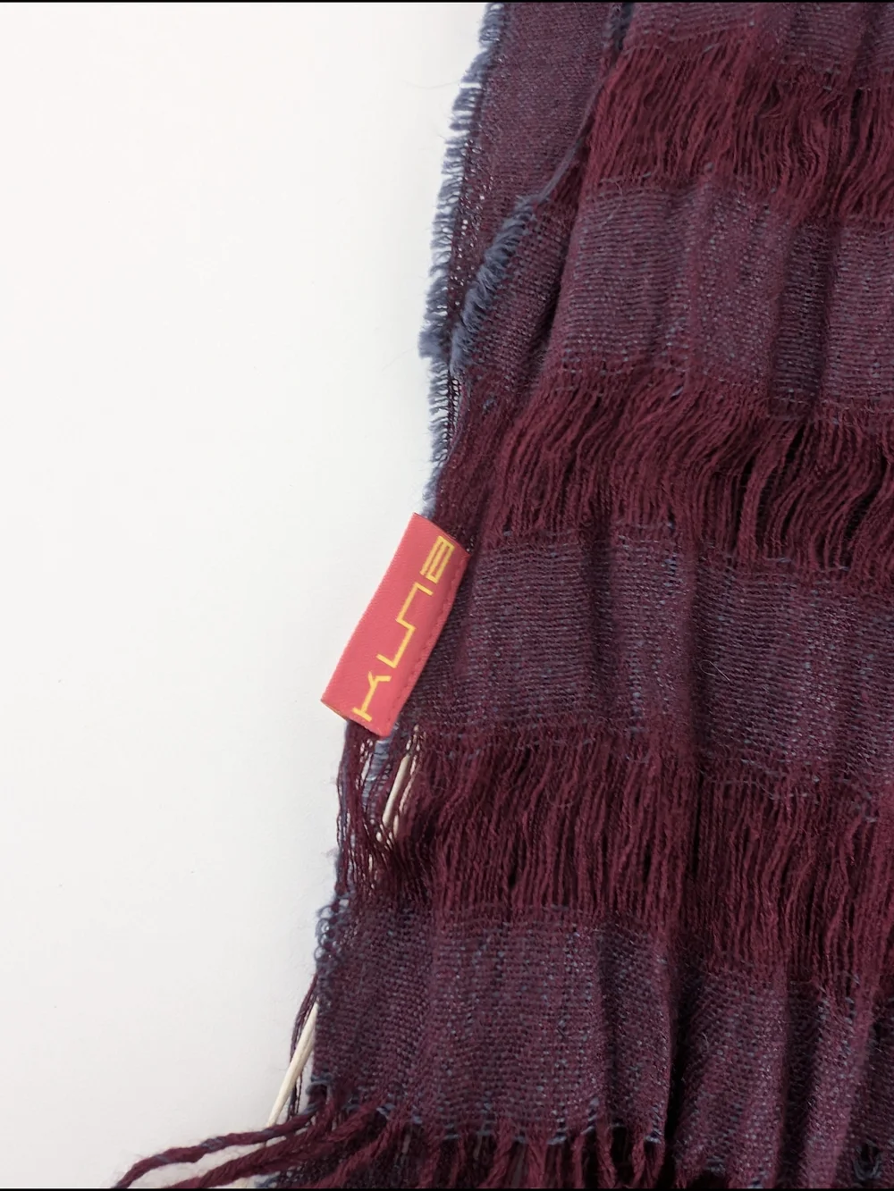 Kuna NWT Crinkle Scarf Plum Alpaca Silk Fringe  Edges Oversized 69